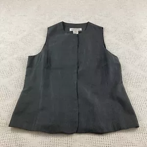 Pure Silk Vest Vintage Jones New York Size 10 Black and Gray Hidden Button - Picture 1 of 7