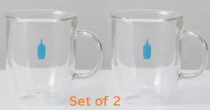 Blue Bottle Coffee x BODUM Double Wall Glass Mug Set of 2 Clear Heat Resistant - Picture 1 of 6