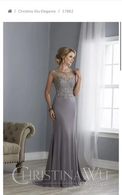 Christina Wu House of Wu style 17870 Platinum Long Size 18 NWT MOTHER OF BRIDE - Image 1 of 4