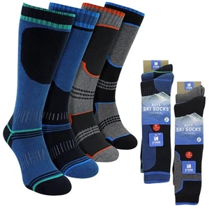 Boys 4 Pack Thermal Ski Socks | Long Boot Socks - Picture 1 of 5