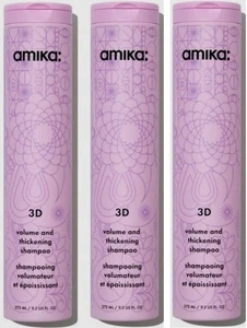 3 Amika 3D Volume Plus Thickening Shampoo 9.2 oz Three New Bottles amika Shampoo - Picture 1 of 5