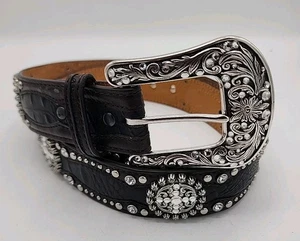 Ariat Western Damen Gürtel Leder Kristalle schwarz/braun Größe L - Bild 1 von 6
