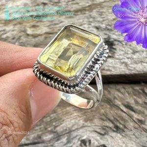 Sterling Silver Citrine Stone Promise Band Channel Set Daughter Statement Ring - Picture 1 of 7