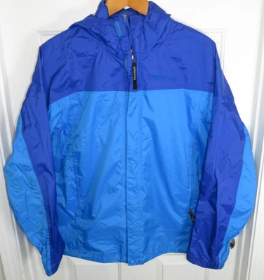 Marmot Full Zip Hooded Rain Jacket Lightweight WeatherGear Two Tone Blue Size L - Image 1 of 4