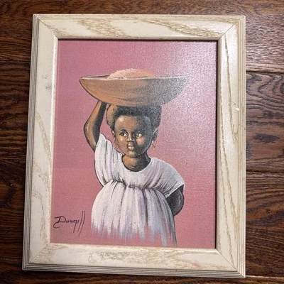 ELAINE DUNGILL AFRICAN GIRL GICLEE ON CANVAS PAINTING - Image 1 of 4