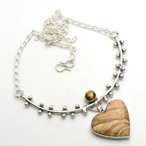 Picture Jasper Tiger Eye Gemstone Handmade Necklace Jewelry 27 Gms AN 12169 - Picture 1 of 1