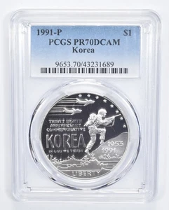 PR70 1991-P DCAM Korea Commemorative Silver Dollar PCGS *5226 - Picture 1 of 5