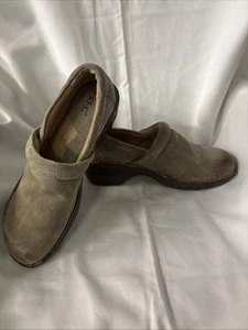 BOC b.o.c Leather Clogs Shoes Heel Slip Ons Womens SZ 9.5 Gray W Brown Heels NEW - Picture 1 of 14