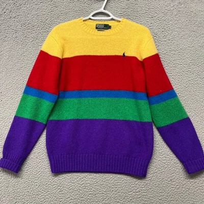 De Colección Polo Ralph Lauren Suéter Mujer L Colorido Rayas Lana Retro Años 90 Arco Iris Foto 1 de 4