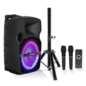 5Core Party Speaker Bluetooth 400W Big Rechargeable Outdoor PA DJ System w 2 Mic - Picture 1 of 12
