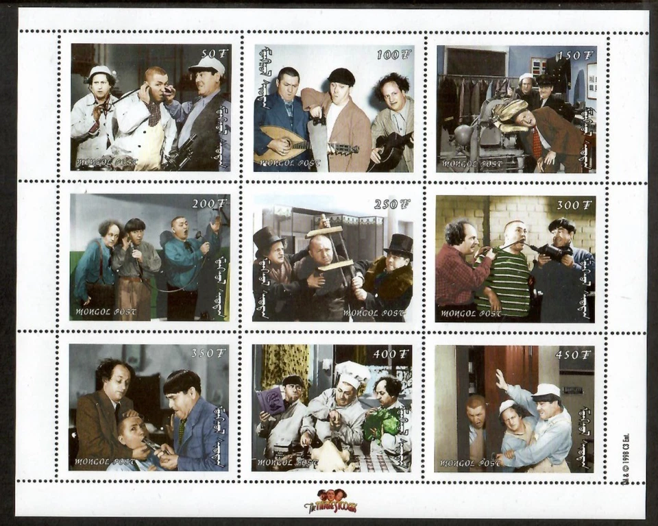 Mongolia 2000 - Tres chiflados - Hoja de 9 estampillas - MNH Foto 1 de 1