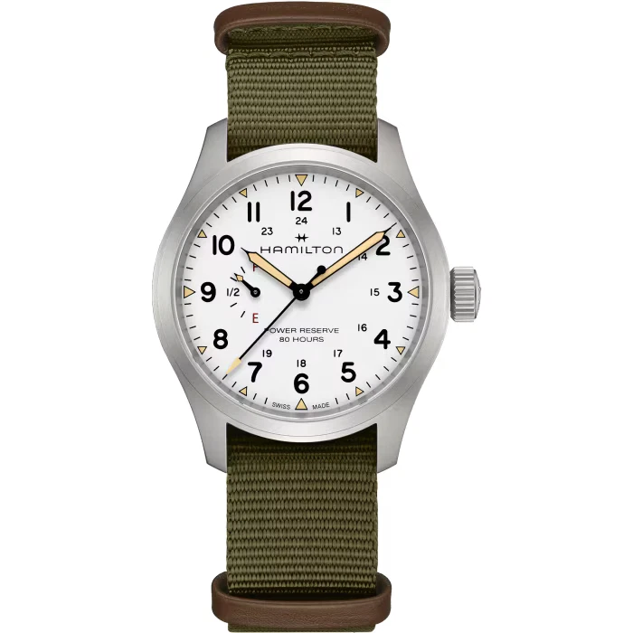 Reloj Hamilton Khaki Field 40 mm esfera blanca correa textil verde H69509910 Foto 1 de 1