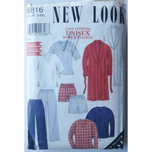 Vtg 90s Sewing Pattern Men Women PJs & Robe Sz S-M Chest 34-40" New Look 6816 - Picture 1 of 7