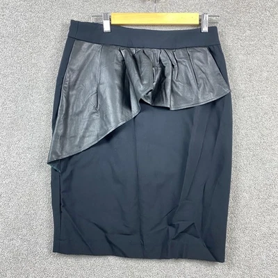 Zara Woman Women’s Skirt Size M Black Pencil Skirt Faux Leather Peplum Office - Image 1 of 4