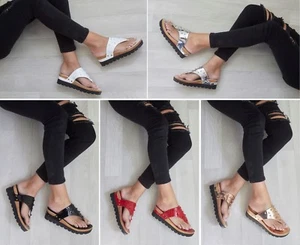 SANDALIAS DE VERANO DE MUJER CON PUNTERA POSTE TACHUELAS DE CUÑA BAJA TALLA - Imagen 1 de 11