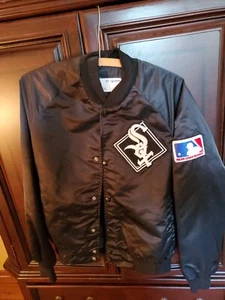 Vintage MLB Chicago White Sox Black Bomber Jacket Size S - Picture 1 of 5