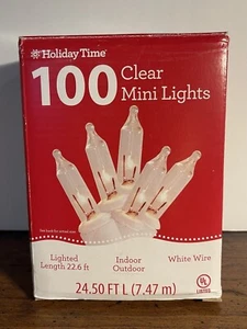 100 Clear Mini Lights In/Outdoor White Wire Christmas Wedding Holiday Party - Picture 1 of 3