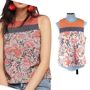 Anthropologie Top Tank Orange Floral Tapestry Pattern Sleeveless Summer Size S - Picture 1 of 11