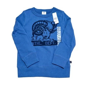 The GAP NWT Unisex Kids Size XS (4/5) Blue Crew Sweatshirt SF Athletic Dept - Picture 1 of 4