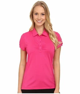 $65 WOMEN'S NIKE GOLF POLO VIVID PINK SPORT FUCHSIA MINI STRIPE 640345-616 S - Picture 1 of 5