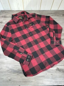 Stanley Flannel Shirt Mens Small Black Red Buffalo Plaid Casual Heavy Workwear - Picture 1 of 9