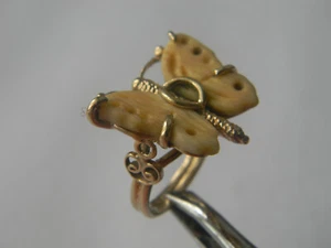 Rare 1800's Victorian Handmade 14K Yellow Gold Split Shank Butterfly Ring Sz 4.5 - Picture 1 of 16