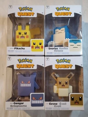4 Pokemon Quest Series 1 Vinyl Figures Full Set Pikachu, Eevee, Snorlax, Gengar - Image 1 of 4