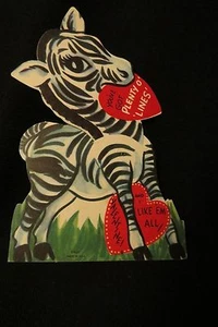 Tarjeta de San Valentín ZEBRA vintage años 40 - Imagen 1 de 3