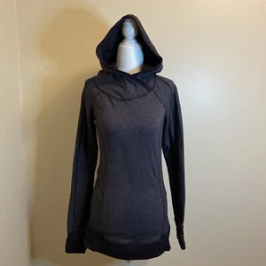 Lululemon Think Fast Pullover Hoodie Size 4 Long Sleeve Black Gray Herringbone - Picture 1 of 13