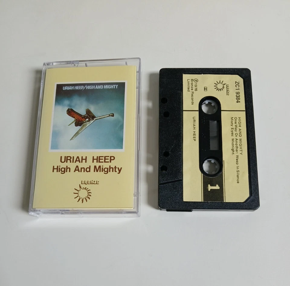 URIAH HEEP HIGH AND MIGHTY CASSETTE TAPE 1976 PAPER LABEL BRONZE UK - Image 1 of 1