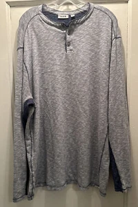 Rowm Henley Shirt Mens XLT Heather Gray/Blue Long Sleeve Pullover VGC - Picture 1 of 9
