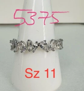Ring Bomb Party Sz11 RBP Full Wrap Colorless Gem Clusters Rhodium P Band Jewelry - Picture 1 of 8