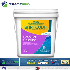 Pool Chlorine 4kg Baracuda PRO Strength Granule Controls Algae & Bacteria Fast - Picture 1 of 2