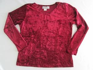 Camisa de mujer terciopelo manga larga negra o burgandy pequeña grande XL NUEVA envío gratuito - Imagen 1 de 12