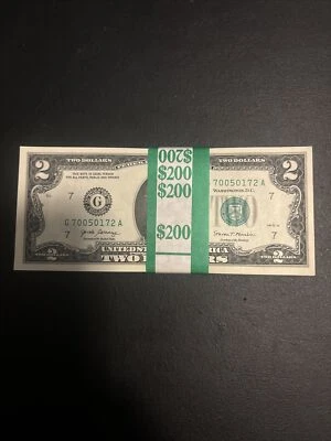 100 $2 Bills – 2017A Series – Lightly Circulated/Uncirculated – Collector’s Item - Image 1 of 3