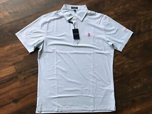 NEW Peter Millar ALBANY Crown Crafted Golf Polo Light Blue/White Large