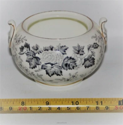 Cuenco de azúcar gris WEDGWOOD Avon-sin tapa*adorno dorado floral gris*de colección Inglaterra*W6081 Foto 1 de 4