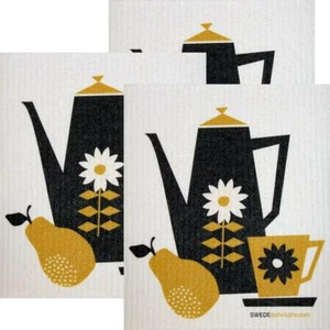 Retro Coffee Collection Set of 3 each Swedish Dishcloths | ECO Friendly Absorben - Picture 1 of 6