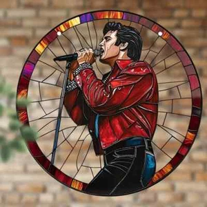Elvis Presley King Suncatcher Stained Glass Effect Home Decor Christmas Gift - Picture 1 of 4