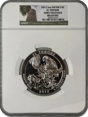 2012 P El YUNQUE America The Beautiful NGC MS69 DPL ER Label 5 OZ Silver Coin - Image 1 of 2