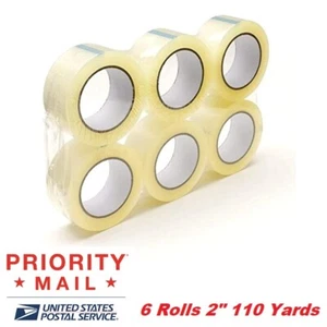 6 Rolls 2” x 110 Yards Clear Box Packing Tape Sealing Shipping 2 mil - Picture 1 of 1