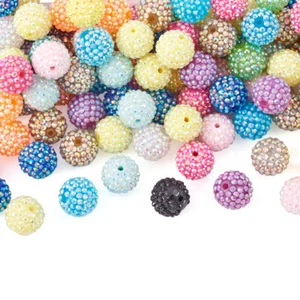 100pcs 20mm AB-Color Resin Rhinestone Bubblegum Round Beads Loose Spacer Beads - Picture 1 of 7
