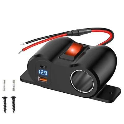 12V Dual USB Car Cigarette Lighter Socket Splitter Power Adapter Charger Outlet - Image 1 of 4