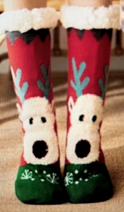 Christmas Elk Socks, Thicken, Non-Slip, One Size, Brand New - Picture 1 of 6