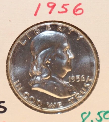 1956 US Proof Franklin Half 50c Gem Proof Cover