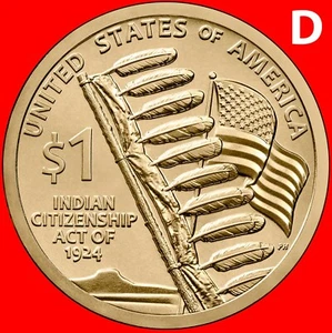 2024-D NATIVE AMERICAN INDIAN CITIZENSHIP ACT ONE UNCIRCULATED SACAGAWEA DOLLAR - Picture 1 of 3