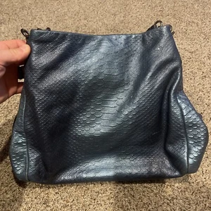 AUTHENTIC COACH BLUE PYTHON EXOTIC EMBOSSED LEATHER PHOEBE #36627 EUC/LN - Picture 1 of 5