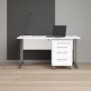 Prima Schreibtisch mit Rollcontainer 150x80cm Bürotisch Schreibtisch Weiß - Bild 1 von 10