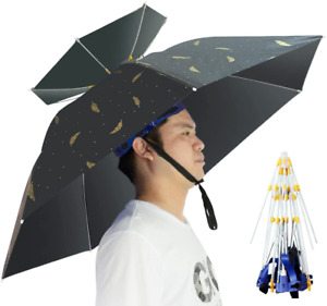 Chapeau parapluie pliant capuchon de pluie solaire réglable, 37,4 pouces UPF 50+ protection UV grande 
