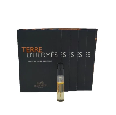 HERMÈS TERRE D'HERMES 5 x 2ml PARFUM PURE PERFUME Spray Proben Luxus Reise NEU
